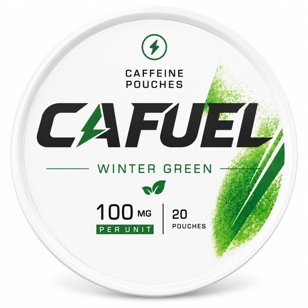 CAFUEL Winter Green caffeine pouch can, 100mg, 20 pouches