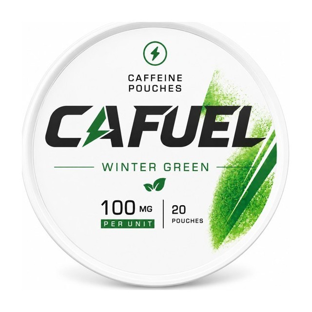 CAFUEL Winter Green caffeine pouch can, 100 mg, 20 pouches